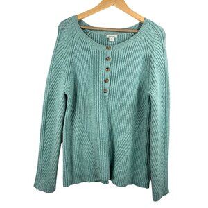 Sundance Sweater Blue Turquoise Birdie Henley Ribbed Knit Long Sleeve sz XL